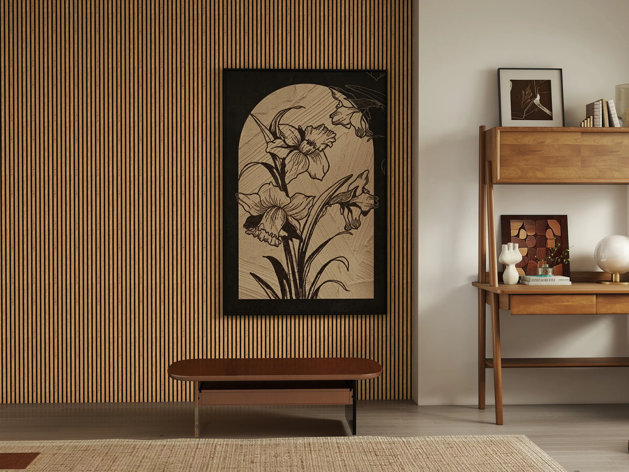 Painel Ripado PS Anti- Humidade 160x2800mm -Madeira fundo preto - Image 3