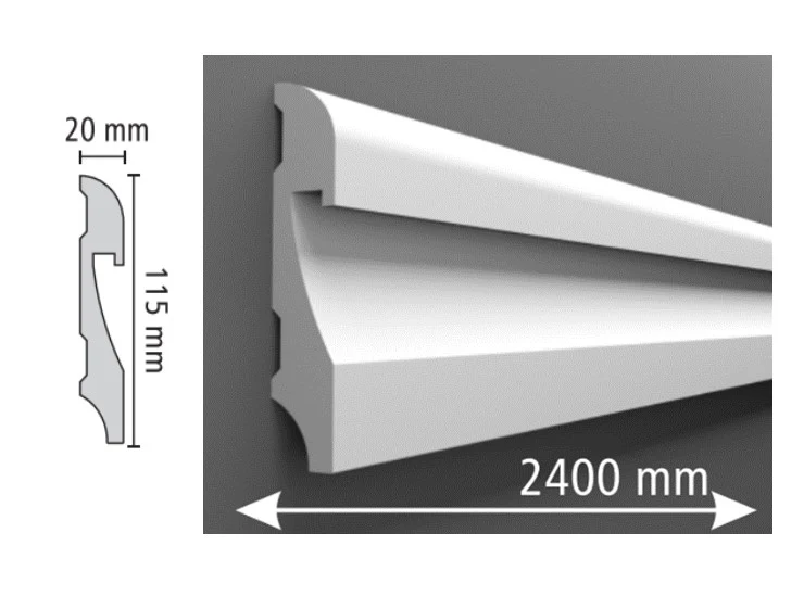 Rodapé Poliestireno HD -  Led  115 mm-Peça - Image 3
